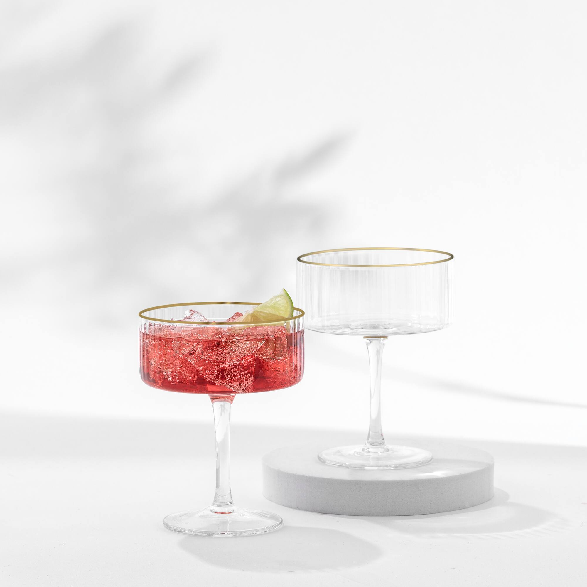 JoyJolt® Christian Siriano 10oz. Optic Gold Rim Coupe Glasses, 4ct.